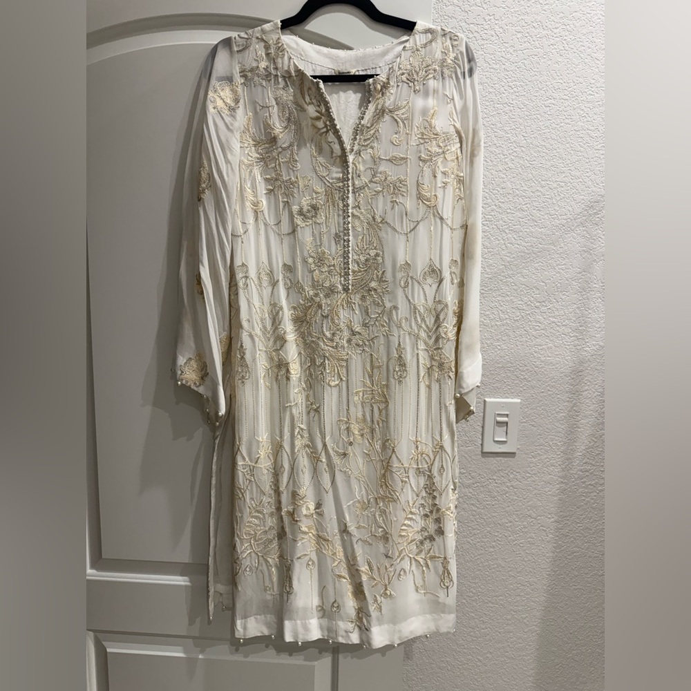 Pakistani brand Sapphire White semi formal kurta shirt